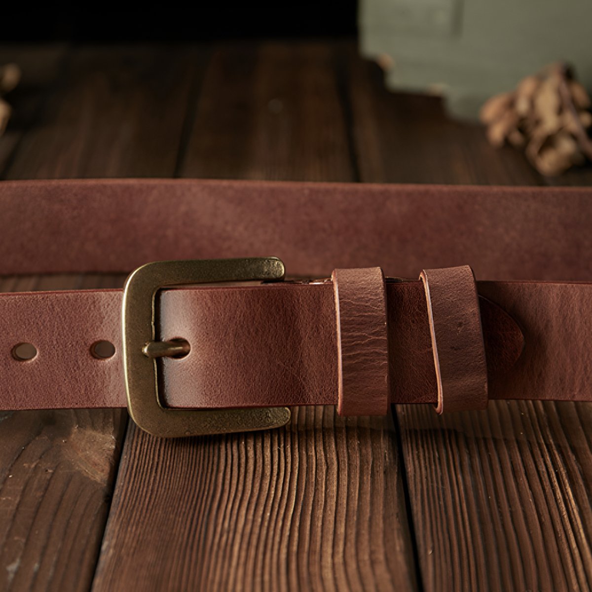 Ceinture en cuir homme à l'élégance rétro - Ceinture - Marron 95 cm