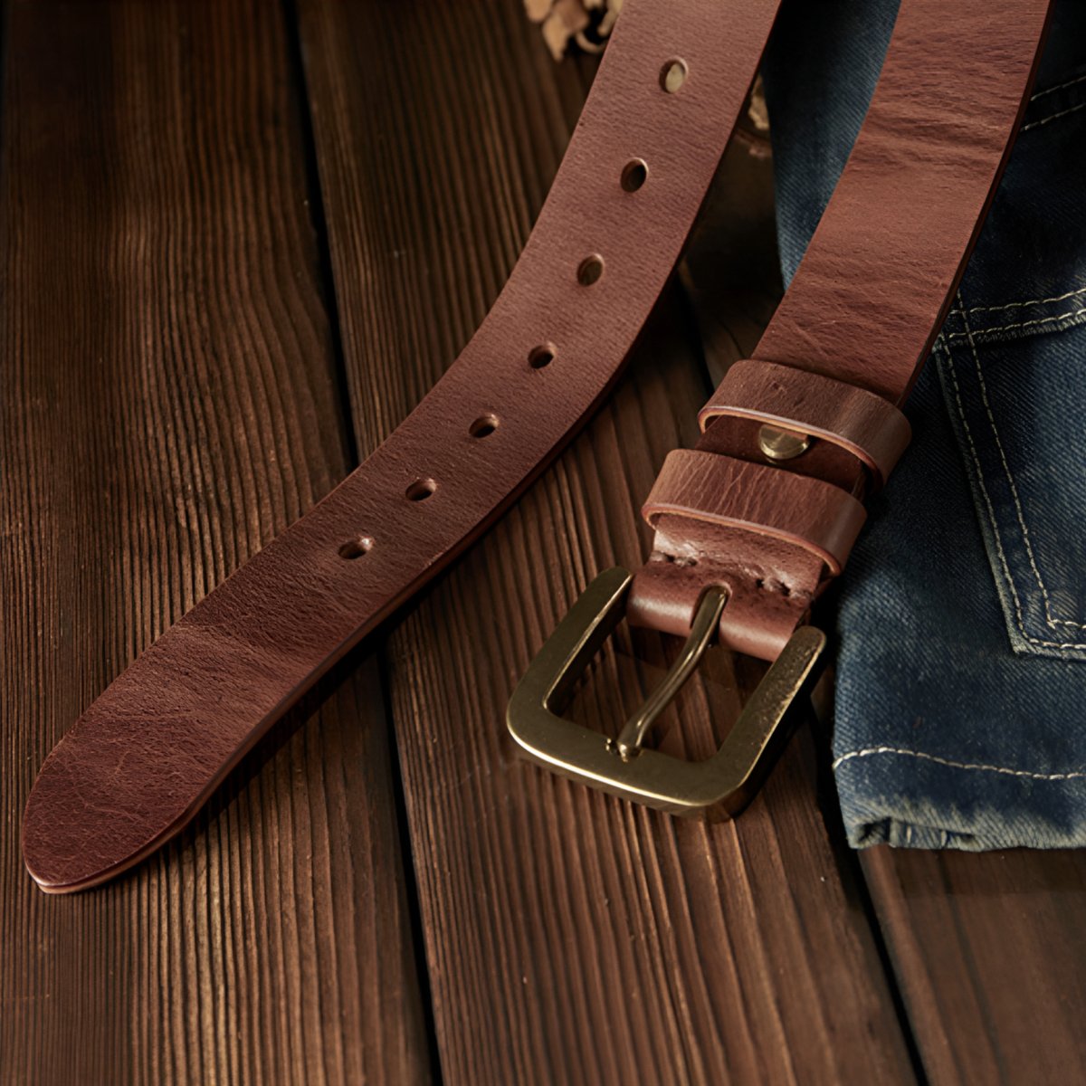 Ceinture en cuir homme à l'élégance rétro - Ceinture - Marron 95 cm