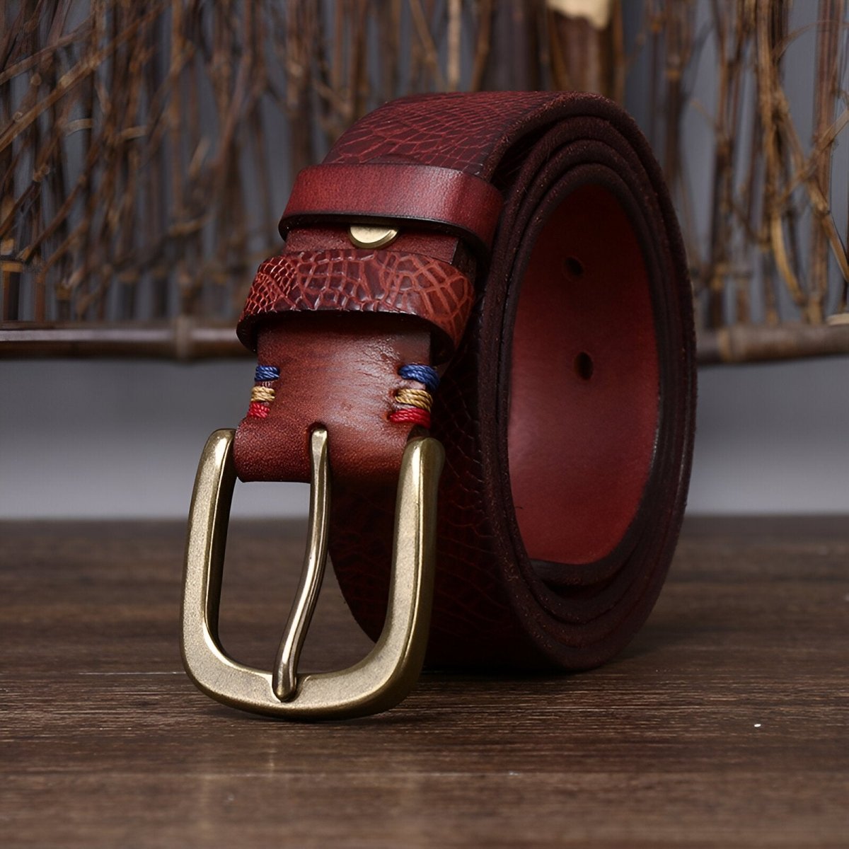 Ceinture en cuir homme, aux traditions raffinées, modèle Perceval - Ceinture - Rouge 100 cm