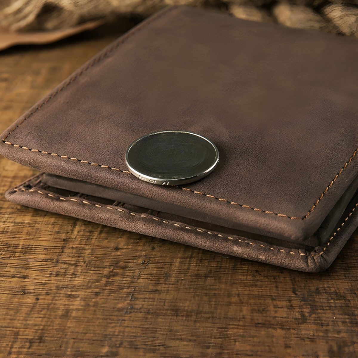 Merlin Étui portefeuille à rabat en cuir avec porte-cartes et